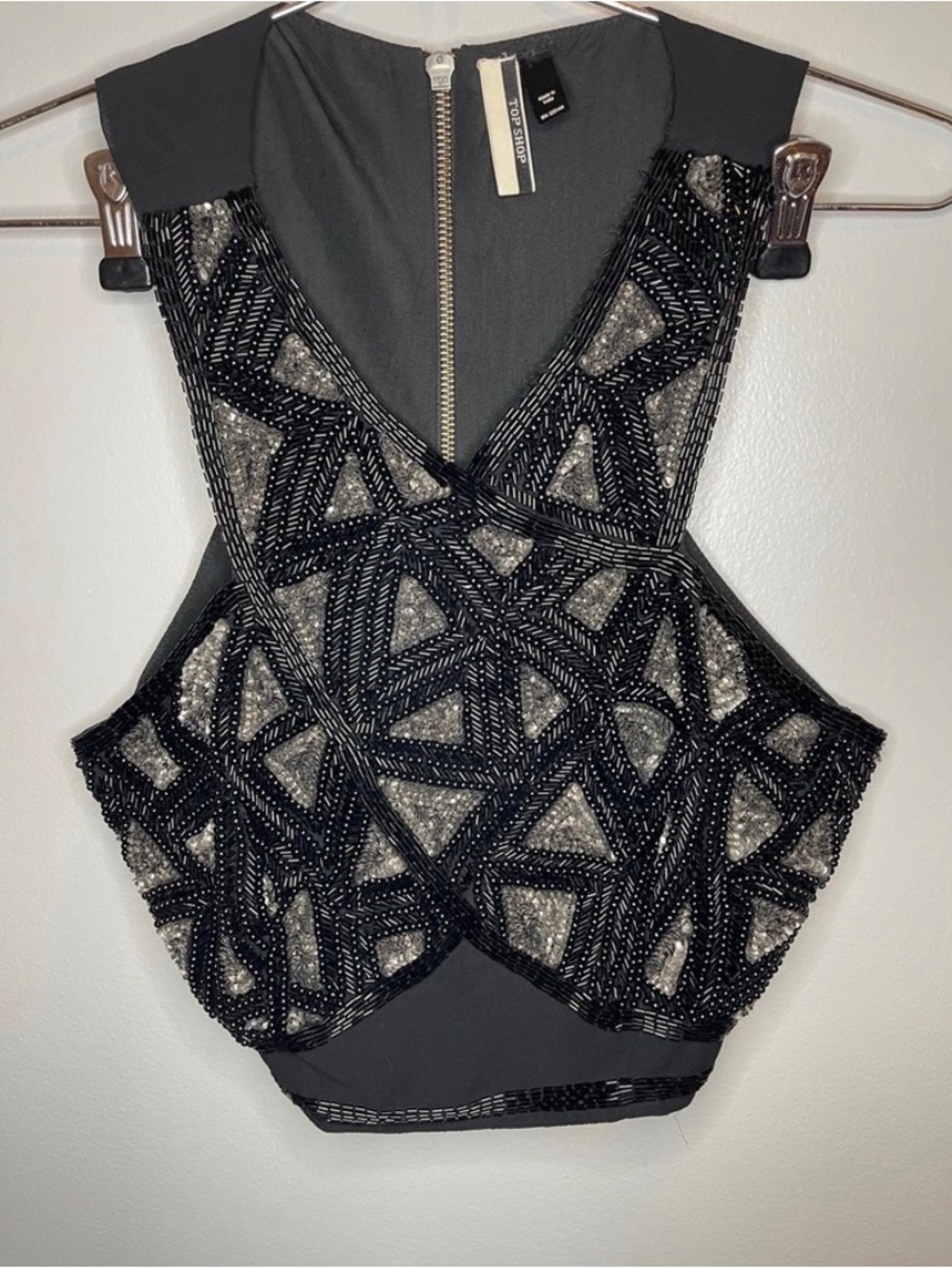 Topshop Black Beaded Geometric Camisole